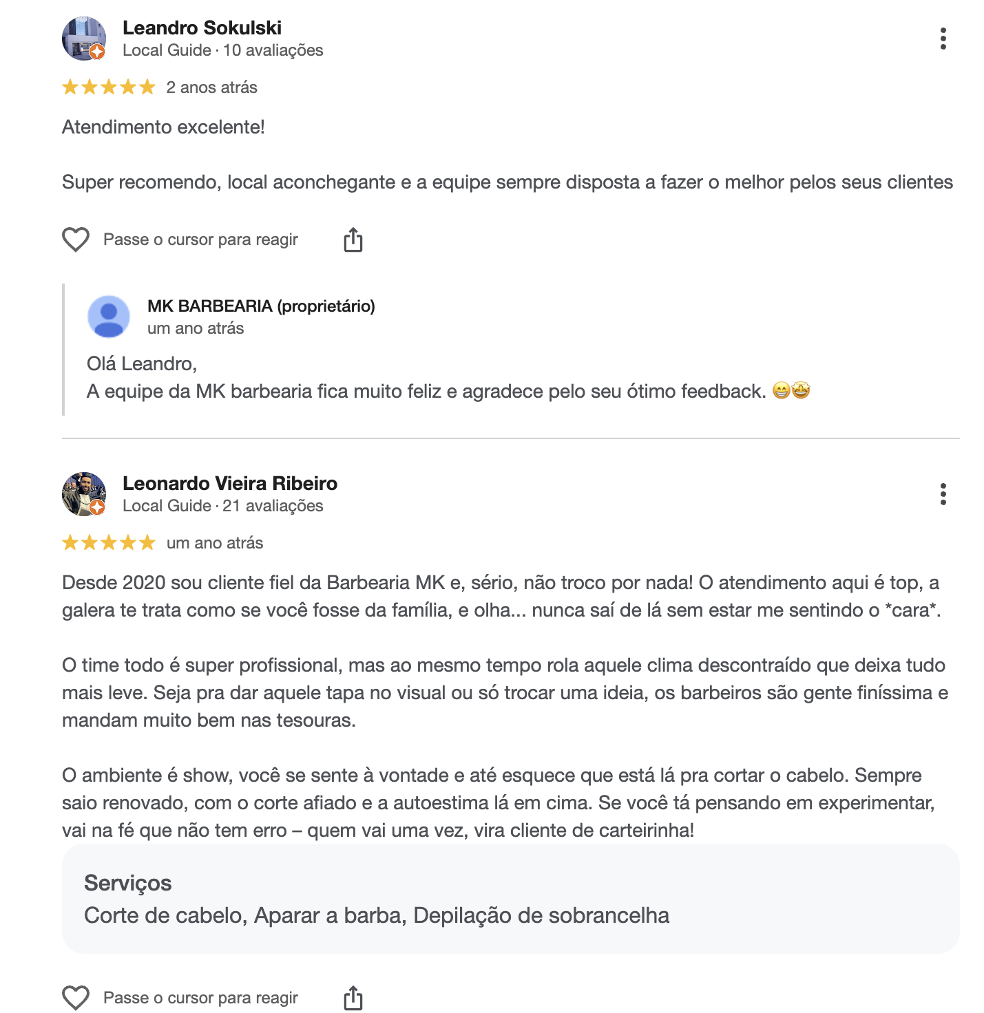 Avaliação real de cliente MK Barbearia 2